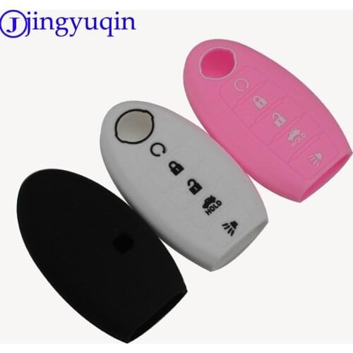Jingyuqin 10p Remote 5BTNS Silicone Key Case Cover For Nissan Altima Maxima Infiniti EX FX G37 Q60 QX50 QX70 Smart Keyless Entry