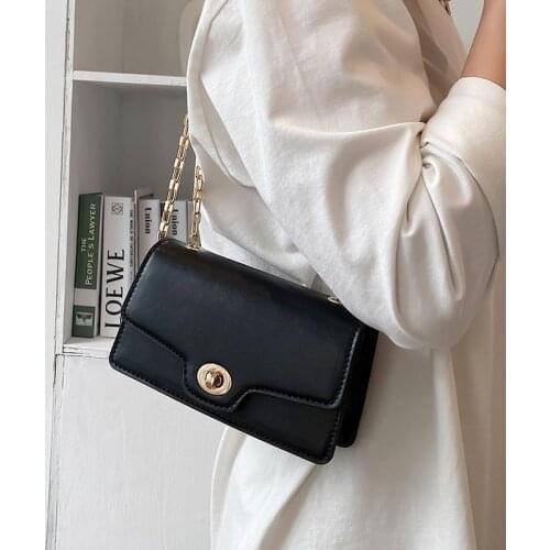 Crossbody Bag Purse Messenger Shoulder Bags Handbag Women Bag Fashion Chain All-match 2021 New PU Leather Simple Solid Color
