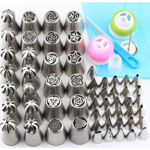 Cake Mold Decorating Tools Russian Nozzles Sphere Ball Icing Nozzle Decorating Tools Embossed Fondant Stainless Steel 65Pcs/Set