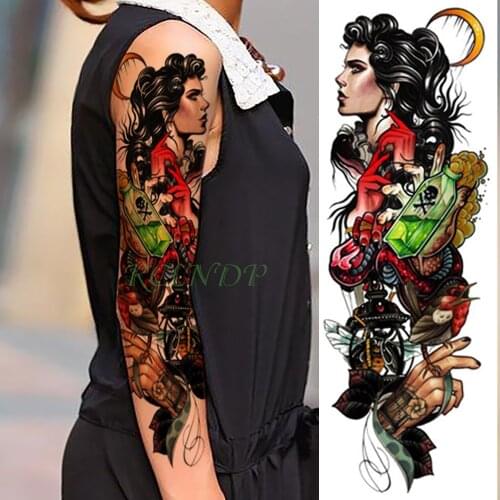 Waterproof Temporary Tattoo Sticker Beauty girl Moon full arm fake tatto Large size flash tatoo sleeve tatouage for men women
