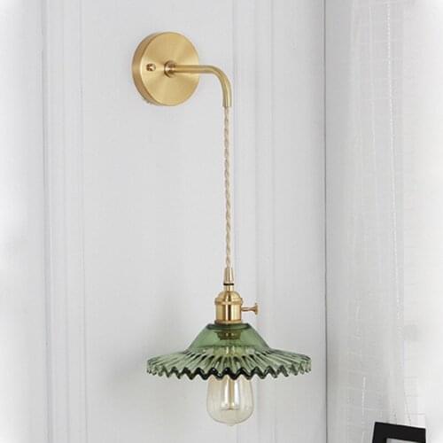 Japanese simple wall lamp bedroom dining room bedside lamp corridor corridor porch wall lamp brass glass wall lamp