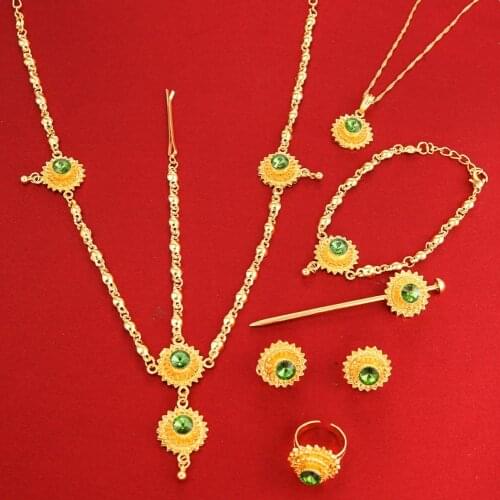 24k Gold Color Ethiopian Jewelry Eritrea Habesha Africa Bridal Wedding Set