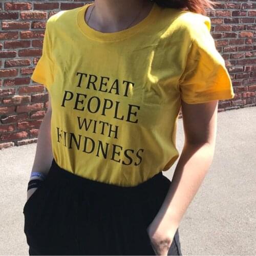 Treat People with Kindness T-Shirt 2020 top Women T Shirt Femme Letter Printed Asual Yellow Pink Feminist Tops