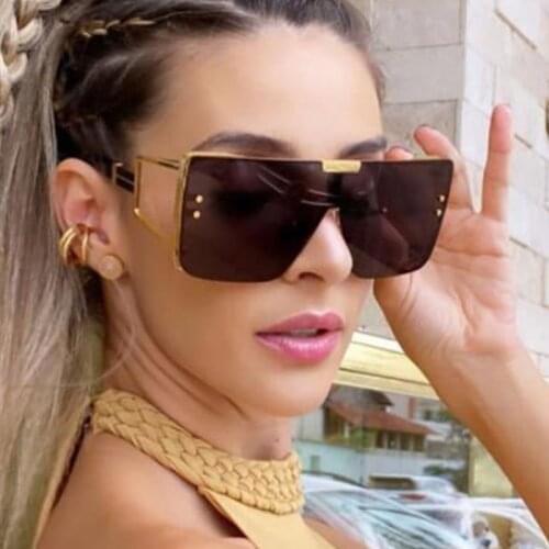2020 Clear Shades Fashion Square Oversized Sunglasses Women Luxury Brand Design Big Black Sunglasses Men Lunette de soleil Femme