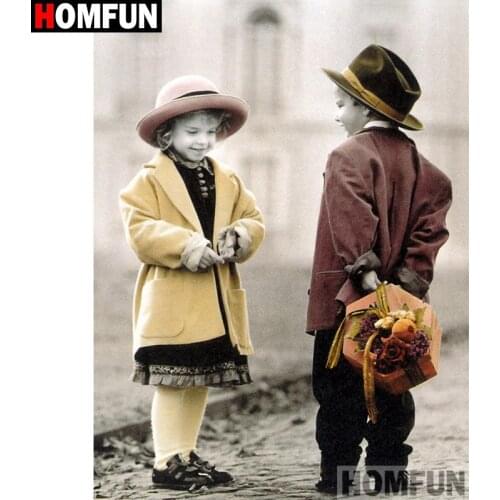 HOMFUN Full Square/Round Drill 5D DIY Diamond Painting "Child flower" Embroidery Cross Stitch 3D Home Decor Gift A11167