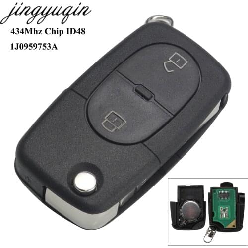 Jingyuqin 1J0959753A Car Remote Control Key 2 Button Smart Transmitter 433Mhz For VW Volkswagen Passat Golf MK4 1J0 959 753 A