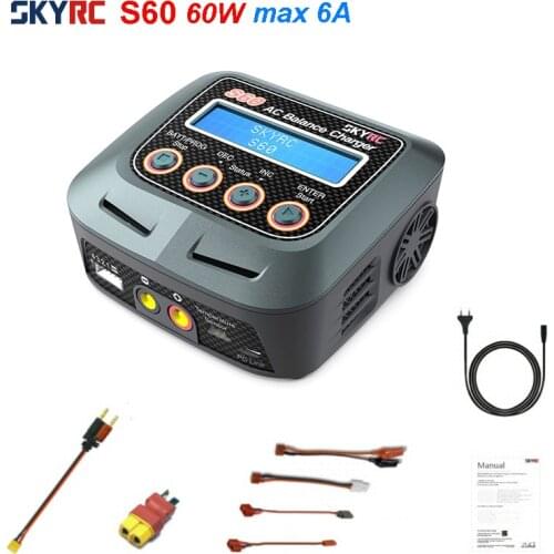 SKYRC S60 60W AC Balance Battery Charger Discharger for LiPo LiFe Lilon LiHV NiMH NiCd Pb Battery