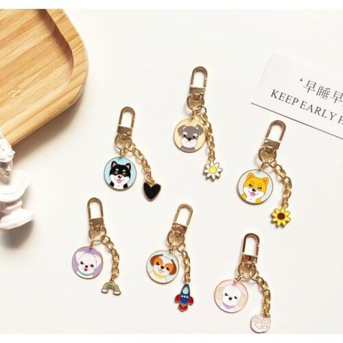 Corgi Keychain Accessories Schnauzers Bichon Frise Siberian Husky Shiba Inu Pomeranian Cute Pet Dog Key Chain Car Keyring