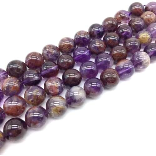 Nature Stone Beads Purple Moss Crystals Amethysts Smooth Round High Quality 6 mm 8 mm 10 mm 12 mm For DIY Jewelry Making