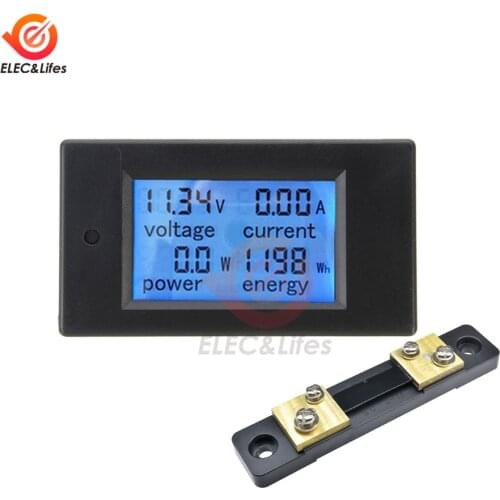 DC 6.5-100V AC 80-260V 20A 100A LCD Digital DC Wattmeter Voltmeter Ammeter Voltage Current Power watt Energy Meter Tester Shunt