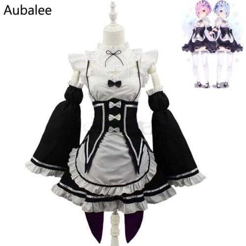 Women Maid Costume Anime Re:Zero Kara Hajimeru Isekai Seikatsu Re Life In a Different World Ram/Rem Maid Cosplay Servant Dress