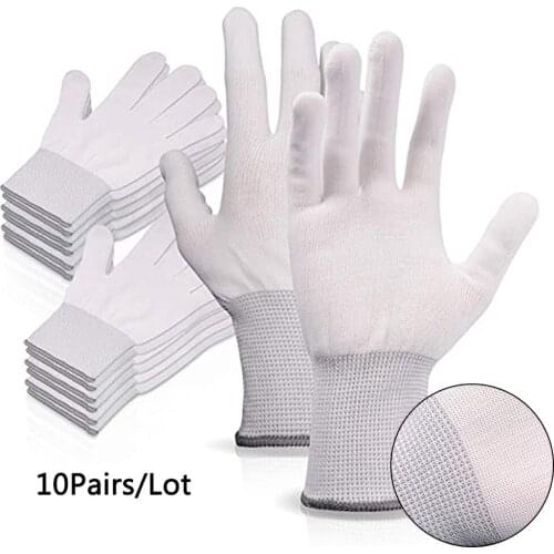 FOSHIO 10 Pairs Work Gloves Car Vinyl Wrapping Tool Window Film Tint Car Wrap Install Finger Protector Nylon Anti-static Gloves