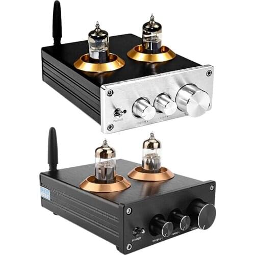 HFES Buffer HiFi 6J5 Bluetooth 4.2 Tube Preamp Amplifier Stereo Preamplifier with Treble Bass Tone Ajustment