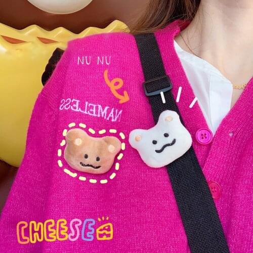 Cute Plush Bear Pins Jewelry for Women Brooch Kawaii Animal Badge Icons on The Backpack Handmade Diy Accessories Friends Gift
