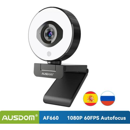 [Original] AUSDOM AF660 FHD 1080P 60FPS Web Camera Autofocus Stream Cam With Adjustable Right Noise-Cancelling Mic Free Tripod