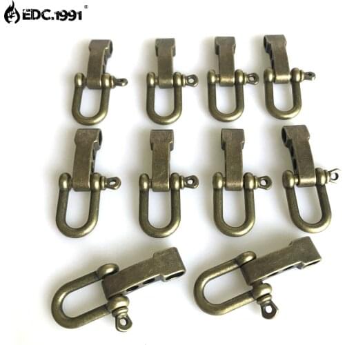 10 Packs/lot Stainless Steel Adjustable PARACORD PARACHUTE CORD LANYARD BRACELET SHACKLES BUCKLES COPPER