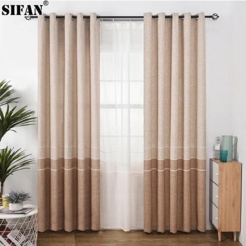 Japan Style Thick Faux Linen Window Curtain Living Room for Bedroom Window Modern Blackout Curtain Drapes Custom Made