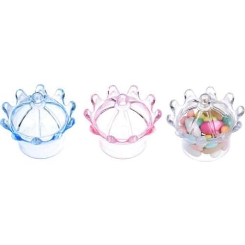 Candy box bag chocolate gift plastic for Birthday Wedding Party Decoration craft DIY favor baby shower crown clear Wh