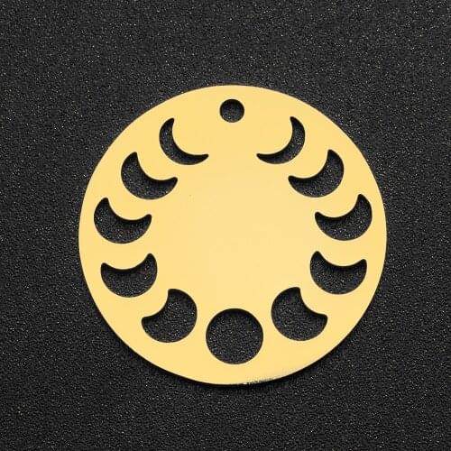 5pcs/lot 100% Gold Stainless Steel The Trace of Moon Charm Pendant Wholesale Jewelry Necklace Making Jewelry Bracelet Making