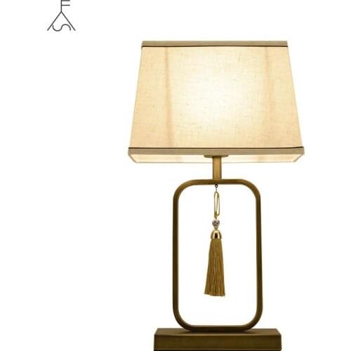 Simple Modern New Fabric Chinese Desk Lamp Bedroom Bedside Lamp Lighting Fixture Wedding Study Hotel Decorative Table Light