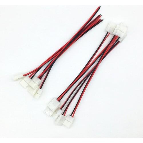 5pcs/lot LED Strip Connector 2pin 10mm 8mm Two End One End With Wire Free Welding Connector No Need Soldering
