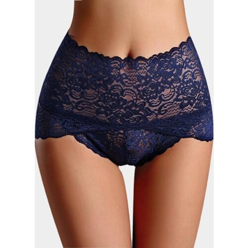 Plus Size Women Lace Sexy High Waist Lace Panties Briefs Sleepwear Underwear For Female Hipster Underpant