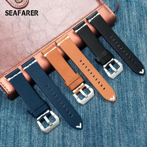 Genuine Leather Watchbands 18mm 20mm 22mm 24mm Black Dark Brown Women Men Cowhide Watch Band Strap Belt With Buckle
