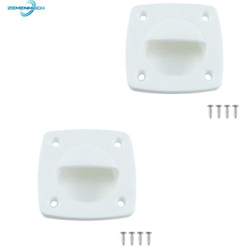 2PCS White Nylon Recessed Flush Sliding Door Handle Pull Square Hatch Pull Handle Motorboat Marine Yacht Cabin Boat Accessories
