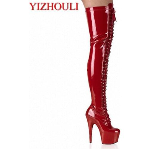15cm Black sexy temptation before wearing ribbons superfine high with knee-high boots, joker hipster sexy dancing shoes