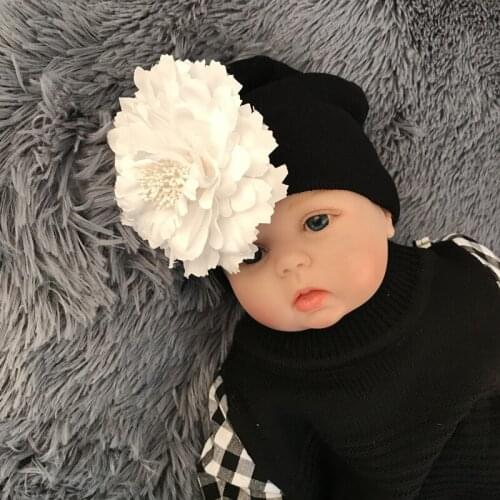 Big Flower Baby Hats Western Style Solid Knitted Cotton Beanie Caps for Girls Boys Newborn Toddler Children Winter Autumn Hat