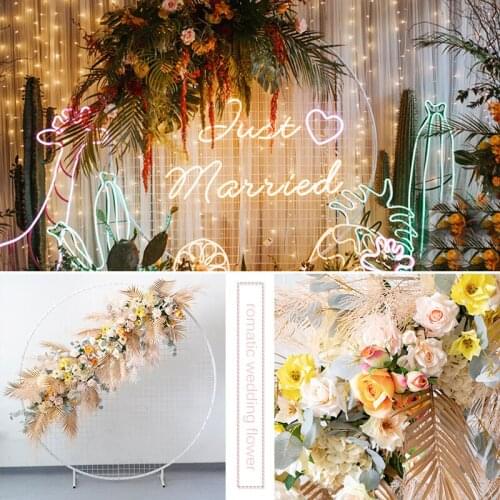 Wedding props iron arches artifical flowers golden flowers silk flowers wedding stage arrangement photographic background flower