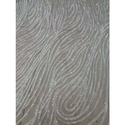 SYJ-52417 High quality African Embroidered guipure lace /mesh tulle lace fabric with sequins for Wedding