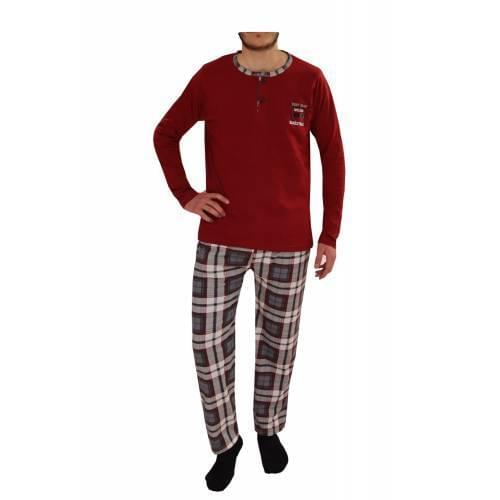Tampap 2105 Economic Seasonal Long Sleeve Cotton Men 'S Pajamas set