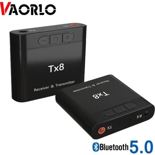 VAORLO Wireless Audio Adapter Receiver and Transmitter 2 In 1 Stereo Music Receiver Bluetooth 5.0 Transmitter For TV Headphones