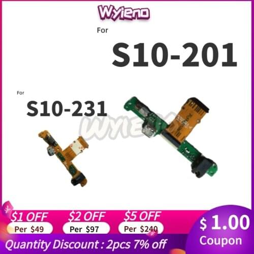 Wyieno S10-201u Charging Port Board For Huawei Mediapad 10 link S10-201 S10-231 USB Charger Connector Flex Cable Microphone