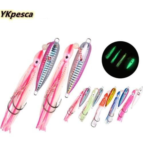 40g 60g Luminous Metal Jig Head Lure Octopus Skirt Metal Jig Head Snapper Grouper Kingfish Slow Pitch Fishing Jigging Angler
