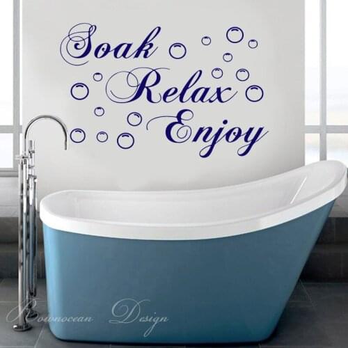 Soak Relax Enjoy Quote Wall Sticker Vinyl Home Decor Bathroom Removable Waterproof Window Decals DIY Bubble Mural Wallpaper 4153
