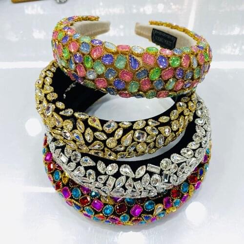 High Quality 2020 New Fashion Full Crystal Luxury Headbands Women Trendy Headbands Party Wholesale Wide Headwear
