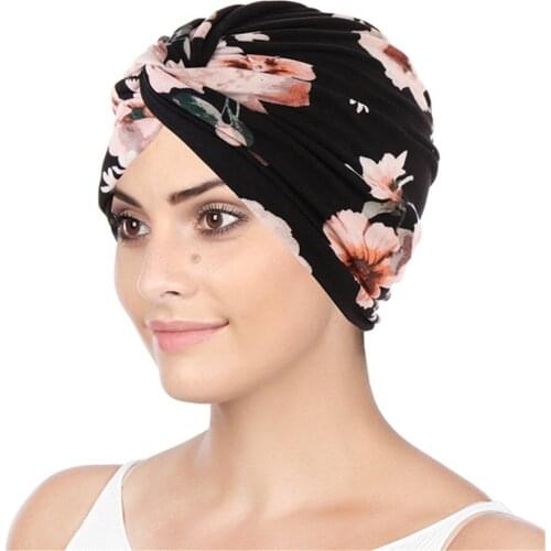 Women Bonnet Printing Turban Hat Fashion Muslim Hijabs Hat Indian Cap Head Cap Hat Ladies Hair Accessories Musulman Head Wraps