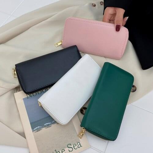 Women Solid Color Long Wallets Purses Luxury Wallets For Ladies Girl Money Pocket Card Holder Female Wallets Phone Clutch Bag