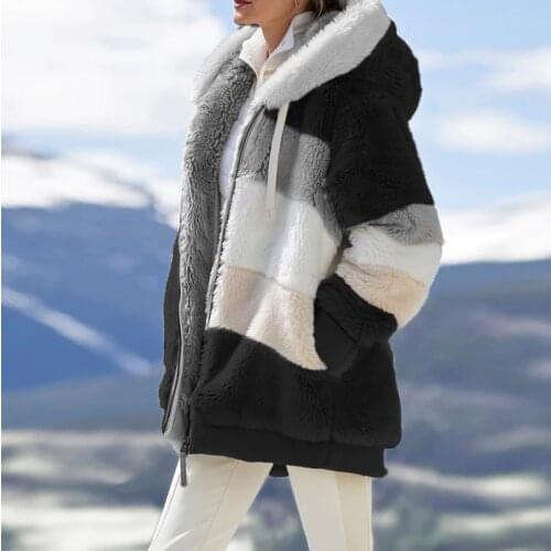 Woman Winter Coat Down Jacket Teddy Coat Women Warm Fleece Jacket Female Ladies Clothes Hooded Zipper Top Veste Femme