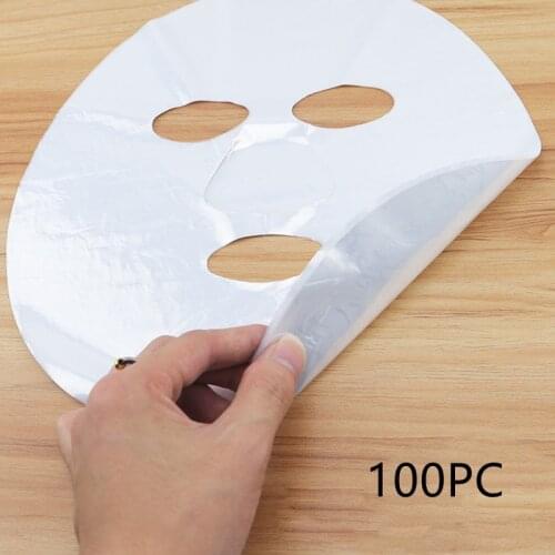 100pcs Plastic Film Skin Care Full Face Cleaner Mask Paper Natural Disposable Plastic Paper Masks Facial Beauty Healthy Tool
