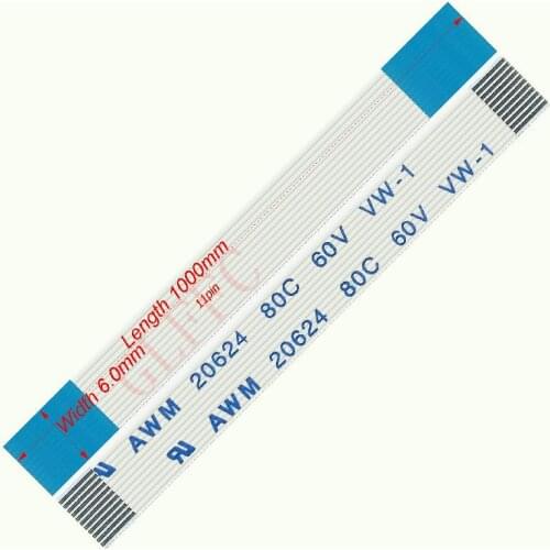 11pin 0.5pitch 1000mm-1500mm A-type Flexible Flat Cable FFC awm 20624 ROHS for TTL LCD DVD Computer