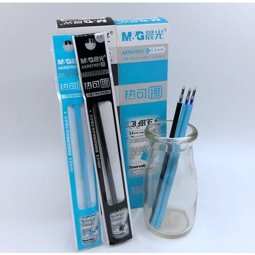 20 Pieces/Lot) M&G Chenguang Magic Erasable Gel Pen Refill 0.5mm Bullet Nib Black Blue Ink School Writing Stationery AKR67K01