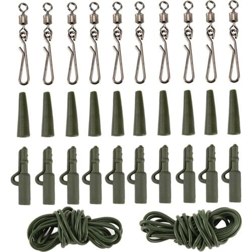 32pcs Anti-rust Carp Fishing Tackles Assorted Sizes Rolling Swivels Quick Release Rig Kits Angler Equipment