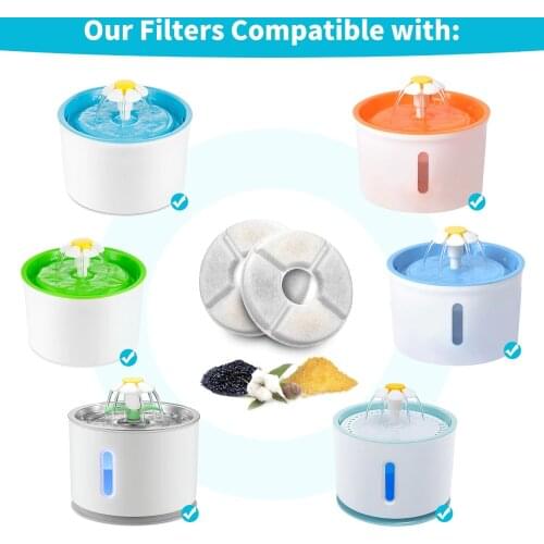 4 Pack Replacement Activated Carbon Filter for Pet Water Fountain Filters Fountain Round Filters Activated Carbon Filters