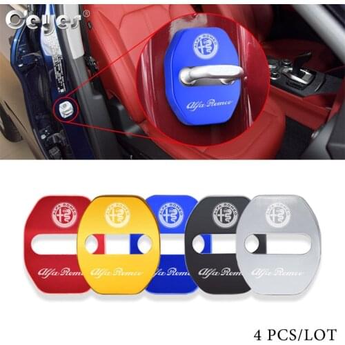 4pcs Car Door Lock Protective Cover for Alfa Romeo 159 147 Mito Stelvio Giulietta GT Logo Sticker Auto Accessories styling Case