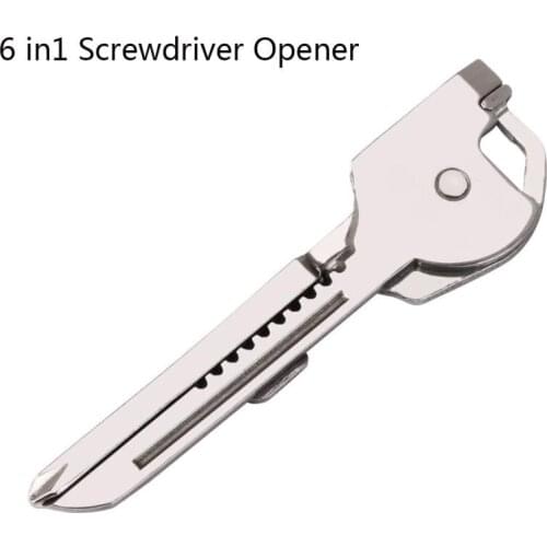 6 in1 Utili-Key Keychain Keyring Multifunction Tool Stainless Steel Screwdriver Opener Happy Sale