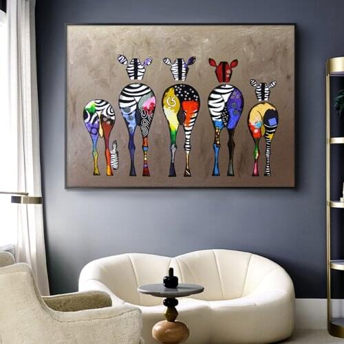 Abstract Colorful Zebra 100% Hand Painted Oil Paintings On Canvas For Living Room Home Decor Beautiful Canvas Wall Art Painting