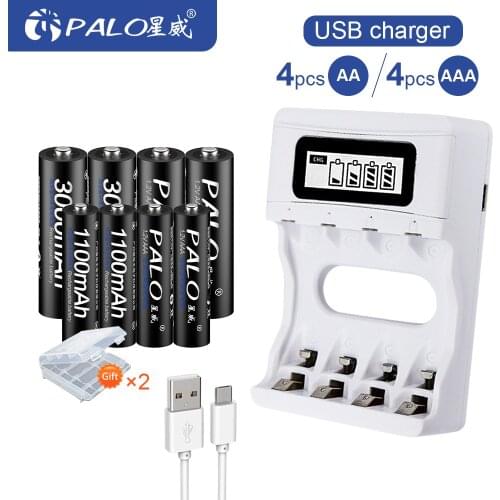 PALO AA+AAA Ni-MH Battery Charger NI-MH 1.2V AA AAA Rechargeable Battery With USB Smart Charger